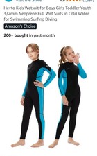 NWT Hevto Kids Wetsuit for Youth Size 12 3/2mm Neoprene Full Wet Suits