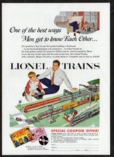 1954 LIONEL Trains Vintage Original PRINT AD | Magne-Traction, child and dad art