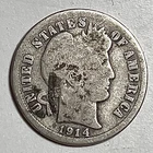 1914 Barber Dime 10C Philadelphia VG Detail .900 Silver US Better Date
