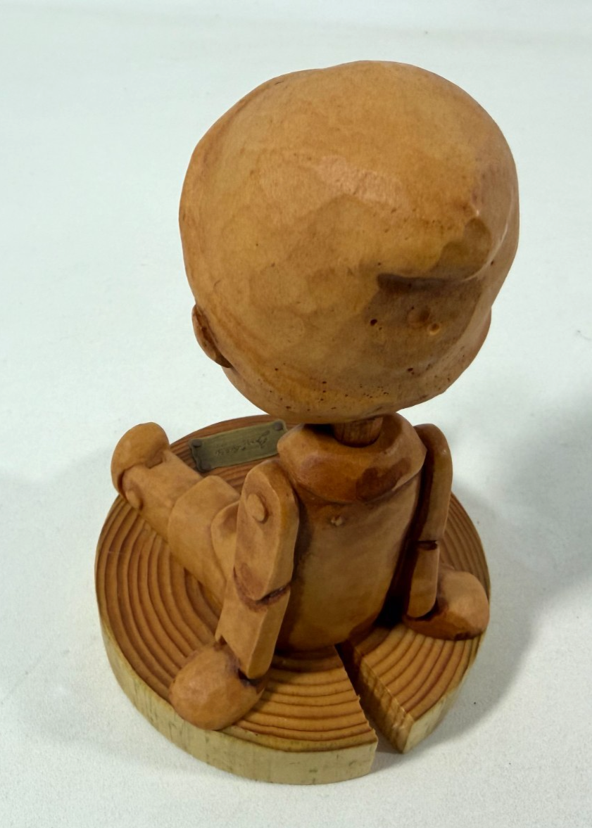 Bartolucci Pinocchio Sitting Hand Made Wooden Figurine Italy RARE