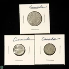 Lot of 3 Silver Canadian Coins 1902 0.925 25c & 1957 and 1967 10c 0.800