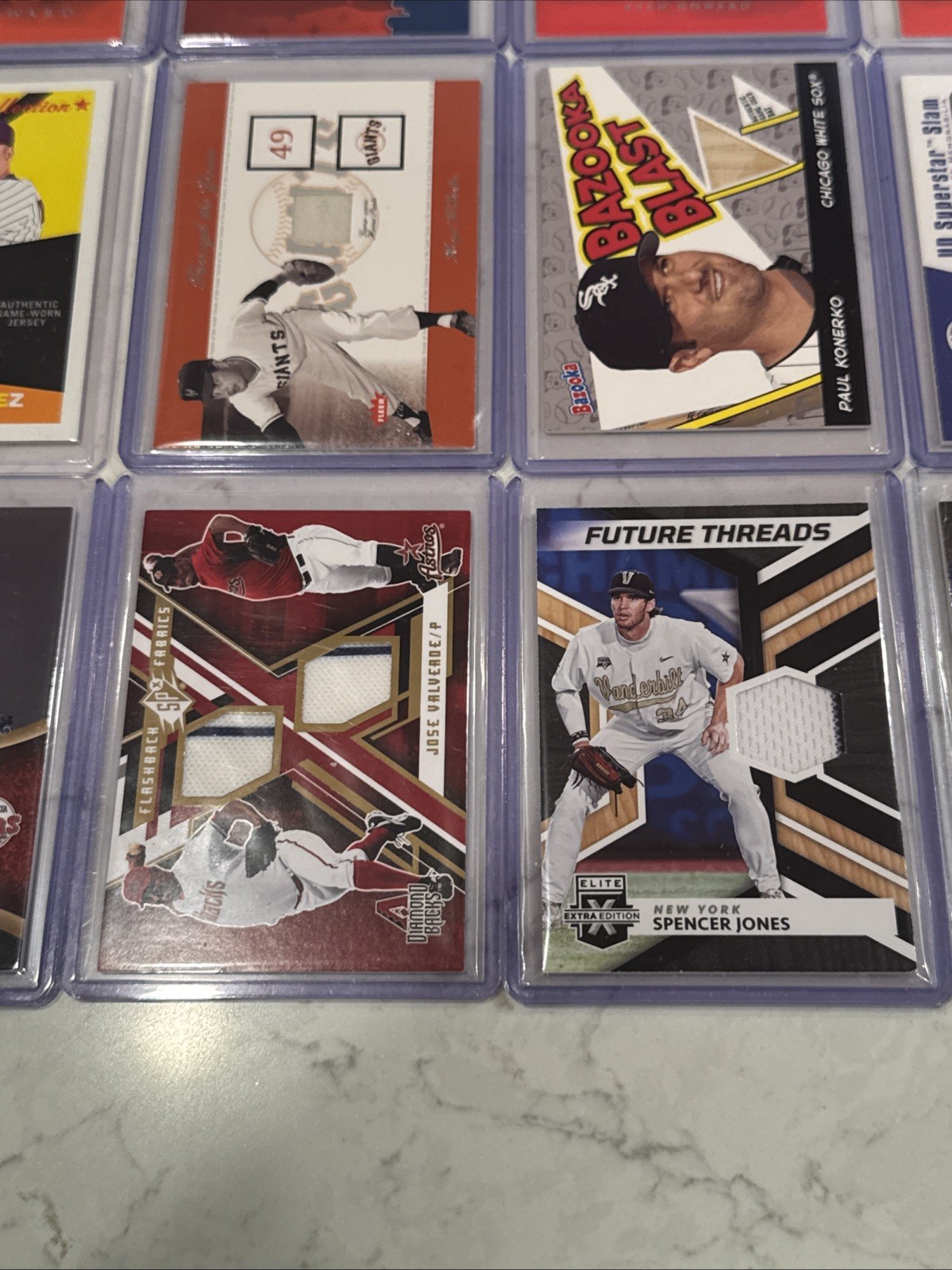 30 Baseball Card Game Used Jersey & Bat Lot: Pujols, Wright, Ashburn, Wilhelm, view 9