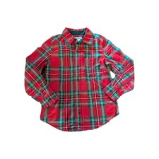 Tommy Bahama Boys Button Up Red Plaid Shirt Size S 5-6