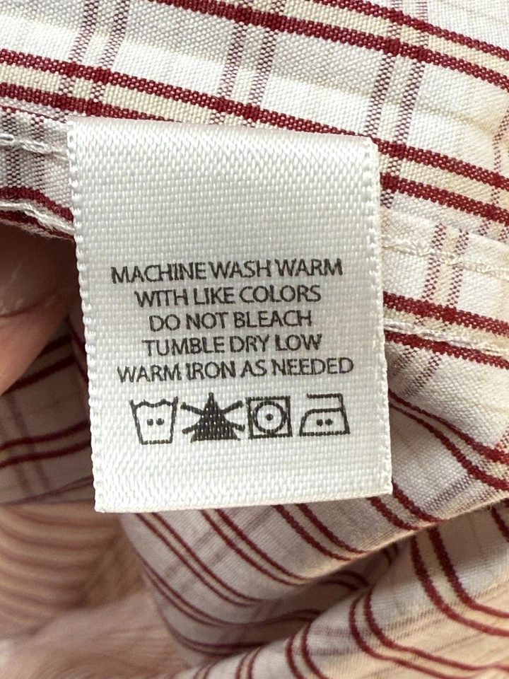 NORTHERN ISLES 长袖纽扣衬衫男式 XL 红色和白色 — 第 3/4 张图片