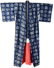 1950's Vintage Japanese KIMONO Kasuri Silk Kimono Gown Robe Coat Boho Yukata