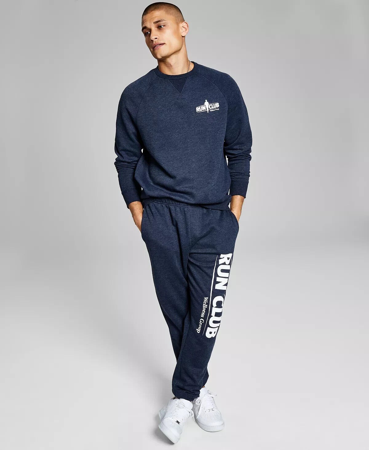 And Now This Mens Run Club Fleece Sweatshirt in Blue-Small 4390₽