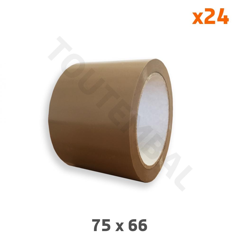Ruban adhésif PP Havane 75mm acrylique renforcé 35µ | Adhésif emballage carton brun lot de 24