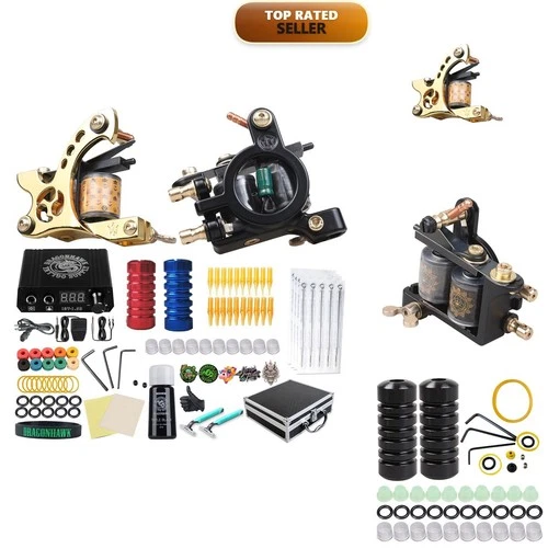Dragonhawk Tattoo Kit for Beginners to Pro - 20 Needles Tips Machine Power - product listing photo