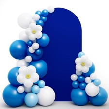 Upgraded 7.2FT Wedding Arch Cover, Royal Blue Spandex Fitted Arch Backdrop Co...