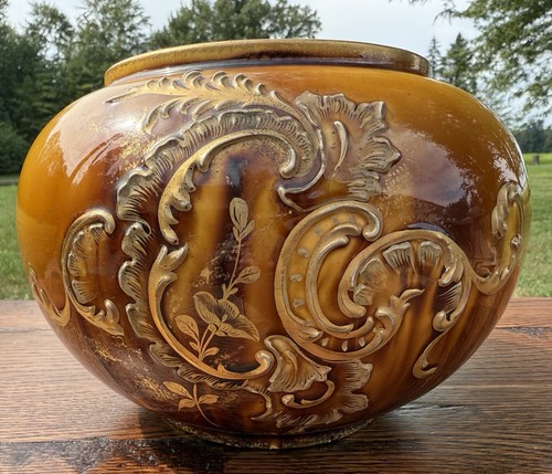 Antique Jardiniere Catch Pot 1890–1910 Gold Gilt Keller & Guérin Luneville KG - Picture 4 of 8