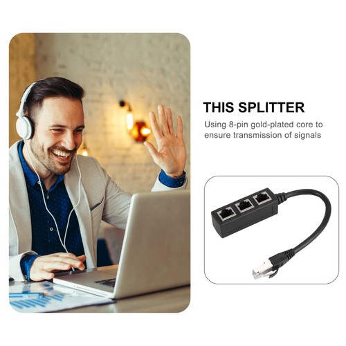 Ethernet Splitter One-point Three-network Extender Cable Adapter Connector - 第 8/12 張圖片