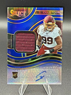 2020 Panini Select CHASE YOUNG Rookie Signature Memorabilia Blue Prizm AUTO RC
