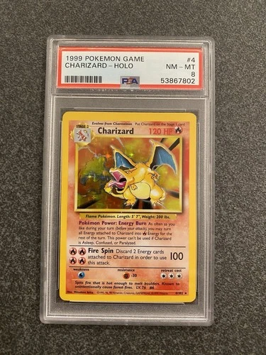🔥 Charizard HOLO Base Set 1999 PSA 8 Near Mint NM 4/102 Pokemon Card