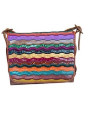 Vtg Sharif Glam Rock Shoulder Bag Colorful 80s Coogi-Inspired Purse USA-Made