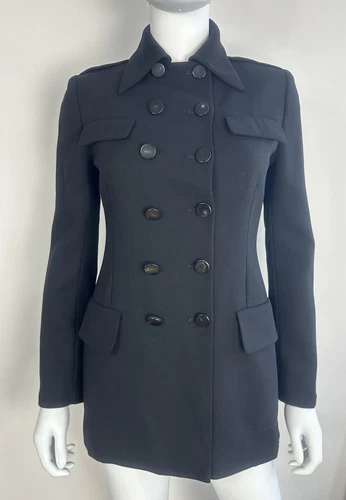 GUCCI By Tom Ford Giacca di Lana Doppiopetto Nera Vintage IT 38