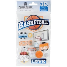 Paper House 3D Stickers 4.5"X7.5"-Basketball Swish
