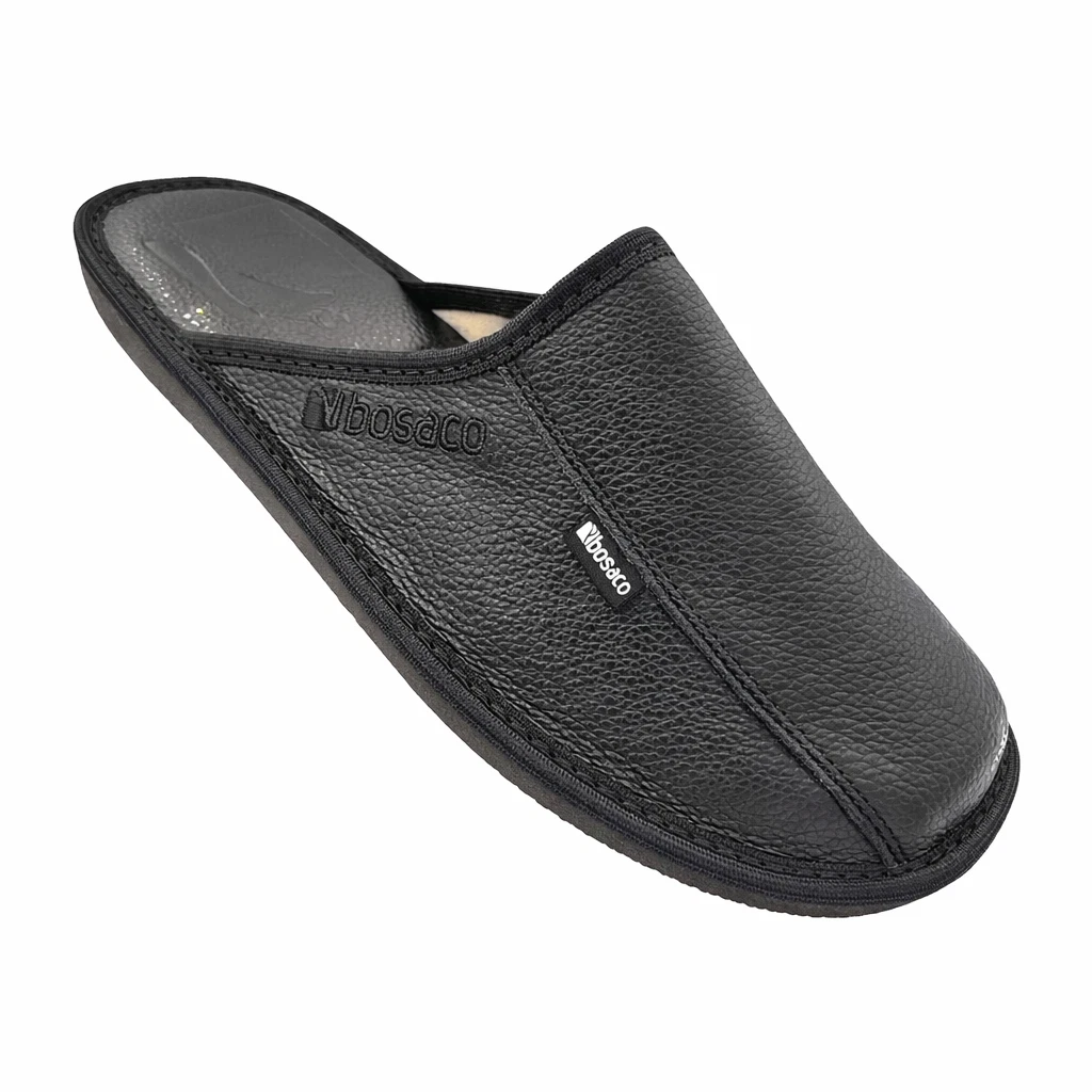 Herren Leder Hausschuhe Geschlossen Bequem Leicht Atmungsaktiv Slipper BOSACO