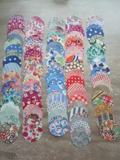 100 Antique Vintage Fabric Depression Era Feedsack Indigo Blue scraps 2" circles