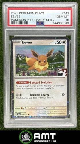 Eevee PSA 10 2025 Pokemon Play Prize Pack Series 7 Surging Sparks #143/191 6343