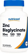 Nutricost Zinc Bisglycinate (50mg) 120 Vegan Capsules - GMO-Free, Gluten-Free