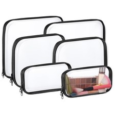 6 Pcs Clear Zipper Pouch Set - Portable Makeup, Snacks, Travel Organizer Bags