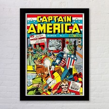 Framed Captain America Comic Book Cover Poster Print Available Framed Wall Art