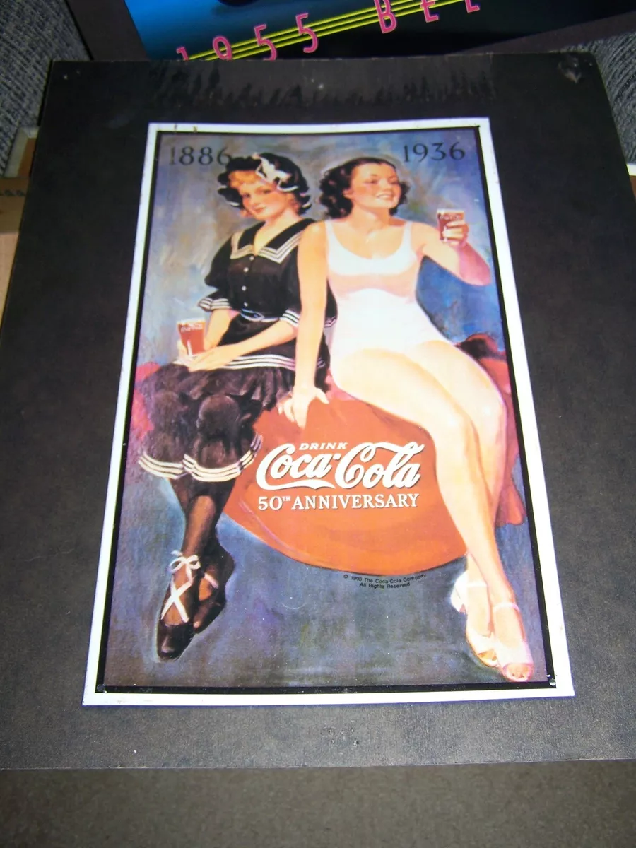 Vintage Coca-Cola 50th Anniversary Metal Sign 1886-1936, approx. 15