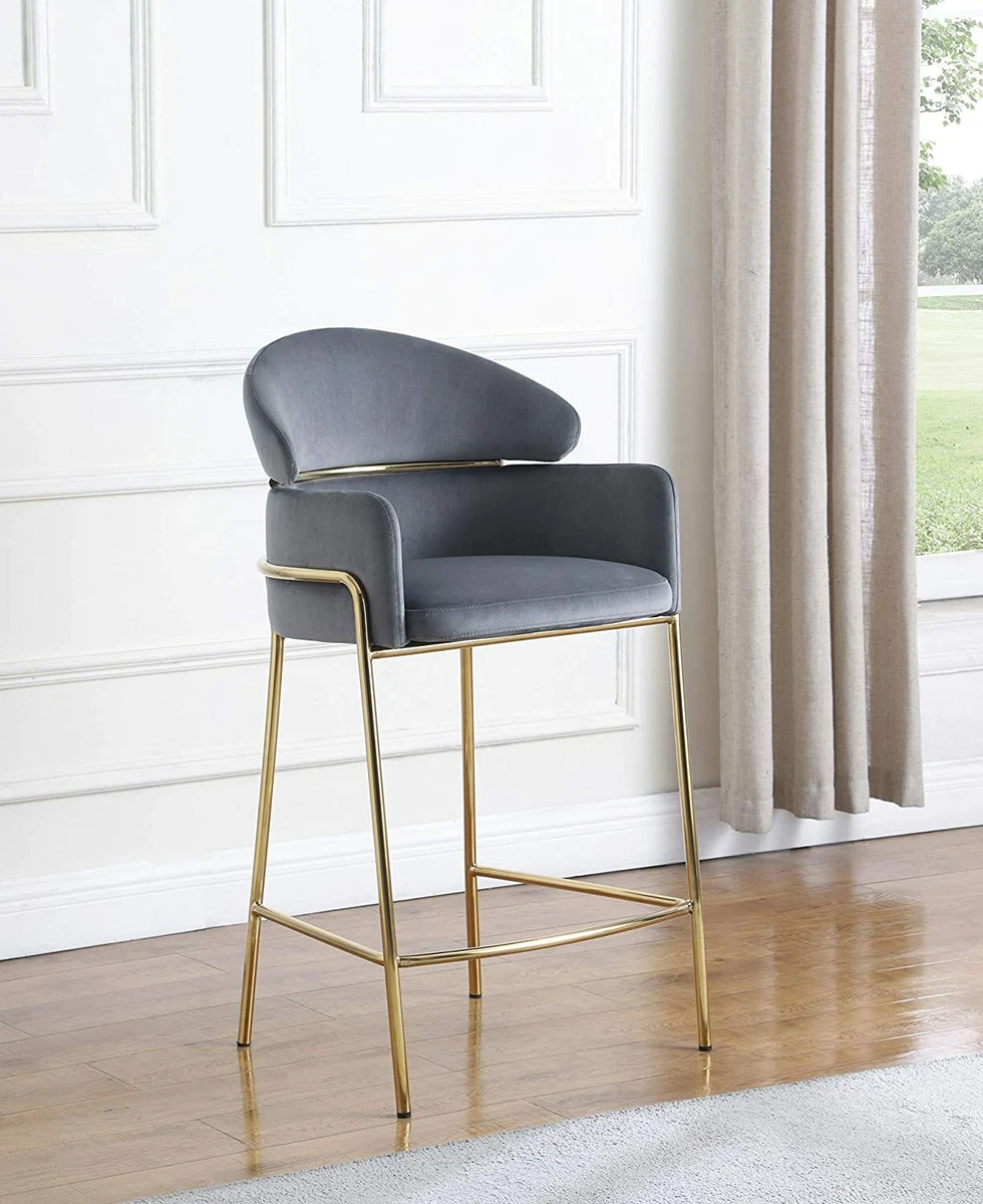 Coaster Home Furnishings Arched Back Counter Height Stool Grey and Brass
