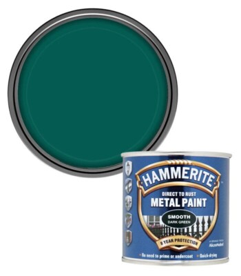 Hammerite Direct to Rust Smooth Metal Paint 250ml Dark Green