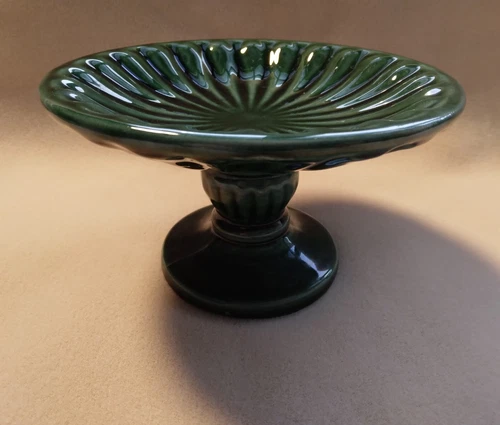 Large Green Candle Holder Pedastal Vintage Art Pottery Midcentury Hull USA