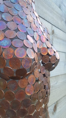 Nude Copper Coin 2p pence Metal Wall Art Female Torso Sculpture Abstract Unique - Picture 4 of 12