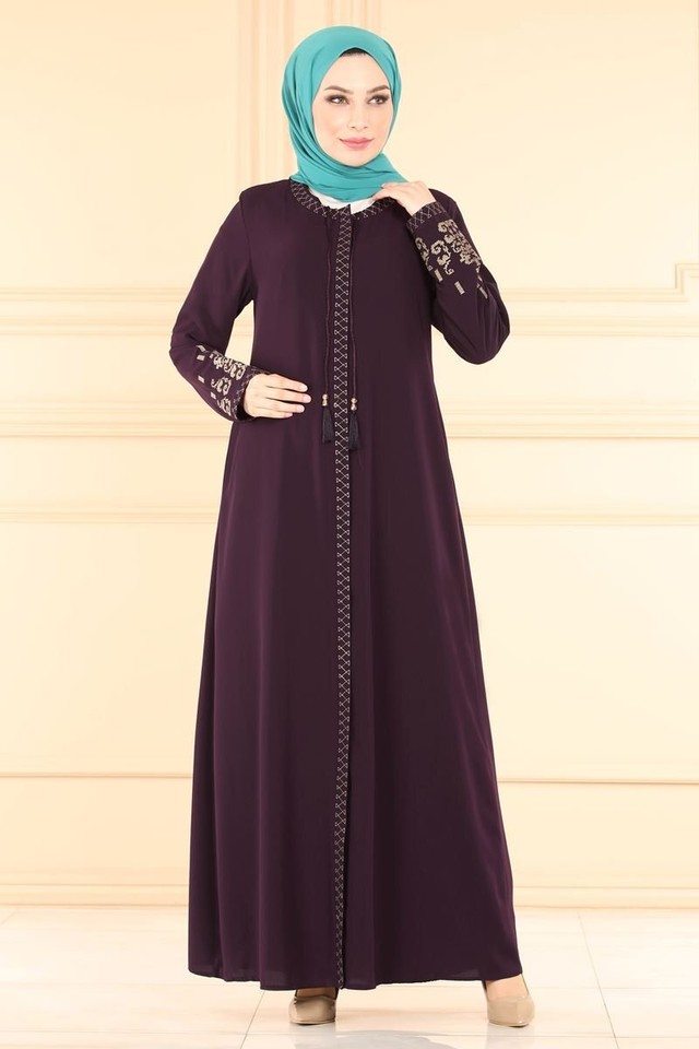 Muslim Dubai Middle East Arab Turkey Stitching Sleeved  Abaya Jacket Dress