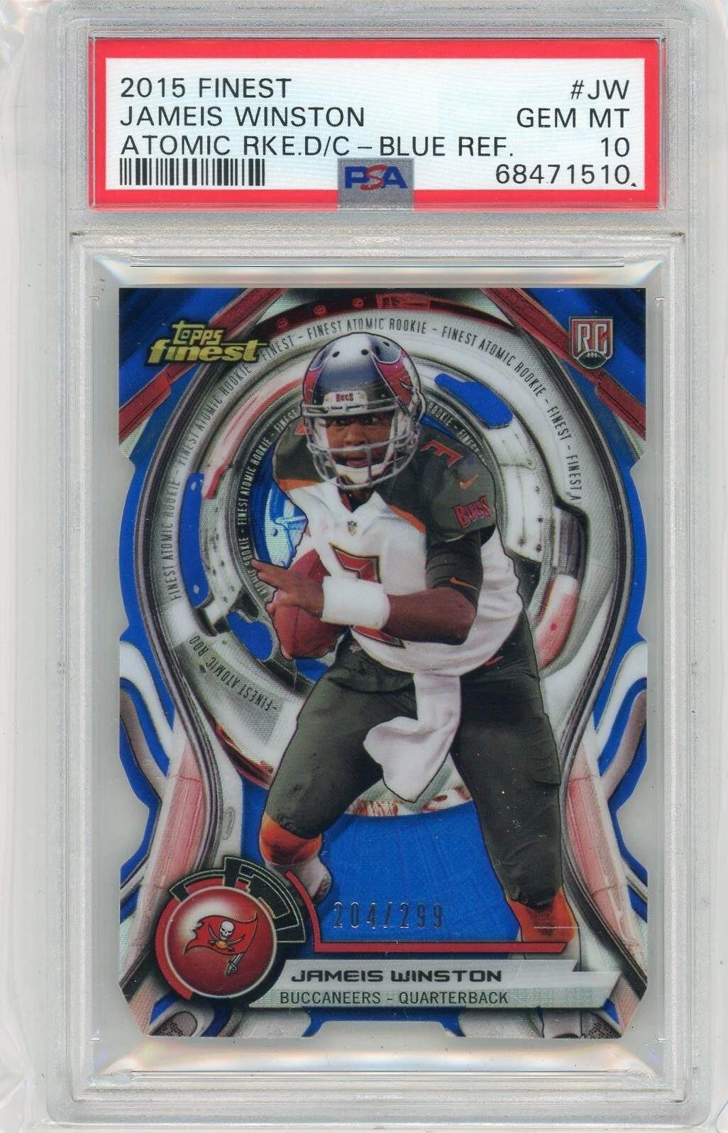 Jameis Winston Finest Atomic Rookie Die-Cut #JW Blue Refractor