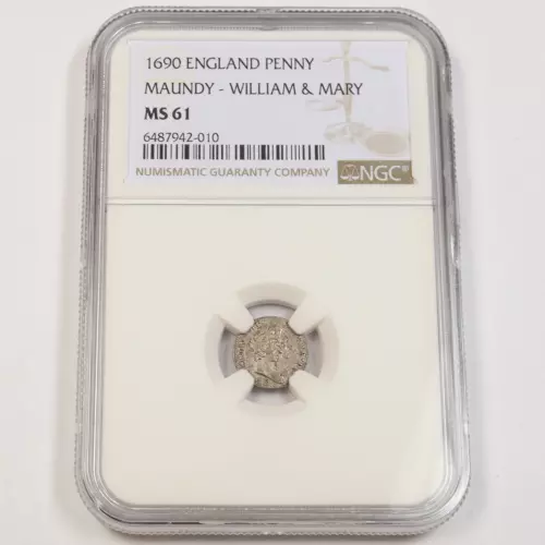 1690 NGC MS61 | ENGLAND - Willliam & Mary Maundy Penny Coin #42968A