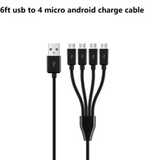 6ft Multi Micro USB Charging Cable, 4 in 1 USB 2.0 A Male to 4 Micro USB Male
