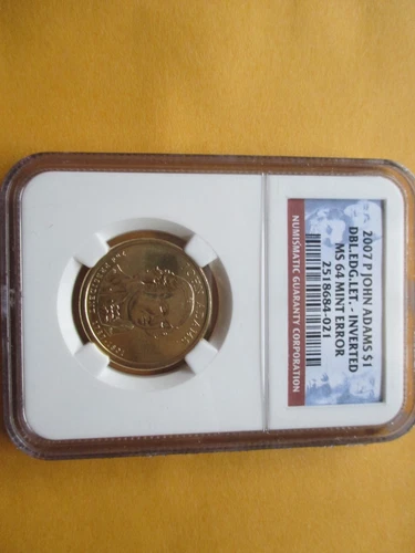 2007-P $1 JOHN ADAMS DBL.EDG.LET. INVERTED NGC MS64 MINT ERROR