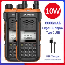 2x Baofeng UV-10R 10W Powerful 8000mAh Walkie Talkie Dual Band Ham Two Way Radio