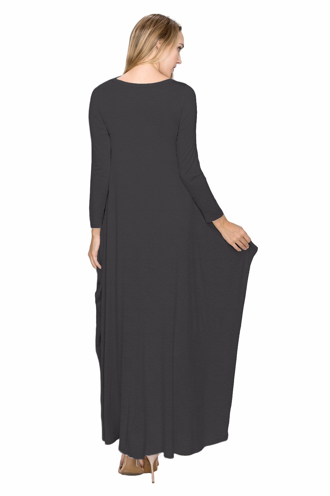 J Doe Style Women's Long Sleeve Maxi Boho Harem Dress With 2 Pockets ...