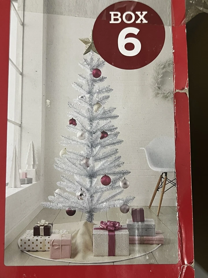 New ! 4.5 ft Unlit Slim Artificial Christmas Tree White/Silver Alberta - Image 2 of 4
