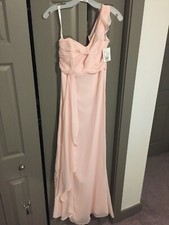 Davids Bridal Bridesmaid Dress Pink Light Rose One Shoulder 