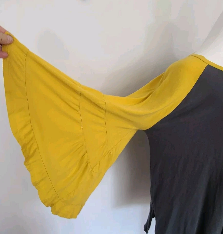 Camiseta de béisbol Rock Rose Couture manga campana grunge Christian amarillo/gris talla L Foto 3 de 4