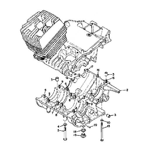 Kit de visserie carter Yamaha 350 YR3 YR3C TR2 1969 tête hexagonale