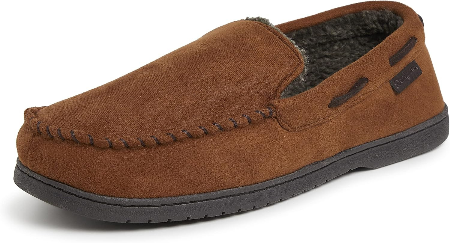 Men'S Breathable Memory Foam Indoor Outdoor Keaton Moccasin Slipper with Wide Wi