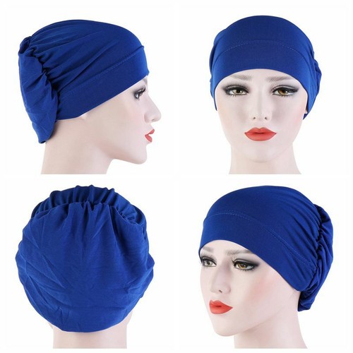 Muslim Turban Hat Hijab Headwear Hair Loss Cap Elastic Bonnet Solid Color Soft - Picture 3 of 31