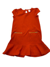 Gymboree Right Meow Prep Perfect Orange Ponte Zipper Dress Stretch 7