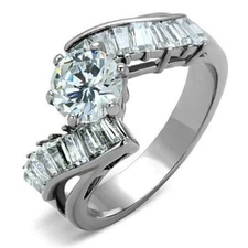 TK1533 - High polished (no plating) Stainless Steel Ring with AAA Grade CZ  in