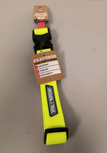Waterproof Dog Collar Yellow High Visibility by Arcadia Trail large. Stink Free
