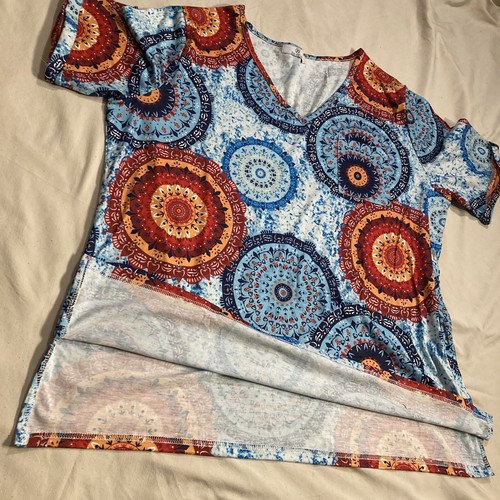 Julyclo Damen 2XL Shirt Oberteil All Over Druck bunt geometrisches Kreismuster - Bild 5 von 12