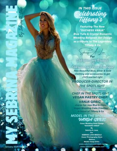 The "DUCHESS VANJA" Ocean Blue Green Crystal Lace & Tulle Wedding Ballgown Set - Picture 2 of 11