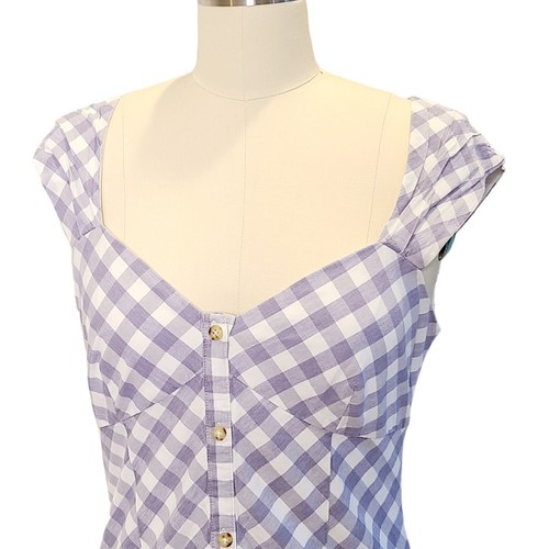 Saylor Gingham Plaid Mini Dress Lavender Medium Cottagecore Coquette 90s Beach - Bild 2 von 7